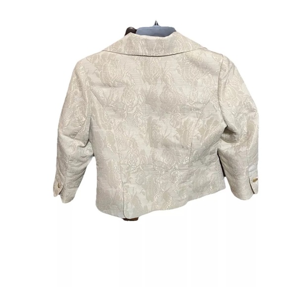 Victor Costa Women 10 Vintage Cream Damask 3/4 Sleeve Blazer - Picture 3 of 3